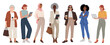 © Creative_Juice_Art - Diverse business women characters set in modern office outfits. Various ethnicities, ages, and body types. Perfect for animation, design, teamwork, and workplace diversity projects