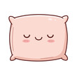 © tana.lin - Cute cartoon pillow with closed eyes and smiling expression ,  for home décor, sleep product branding, and children's room designs