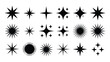 © Salma - A collection of black star and sparkle designs arranged in two rows against a white background.