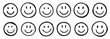 © Ghum - Smile face doodle sketch style icon set smiling face hand drawn happy emotion concept vector