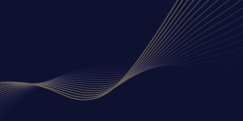 Wall Mural - abstract glowing wave lines on dark blue background. dynamic wave pattern. modern flowing wavy lines