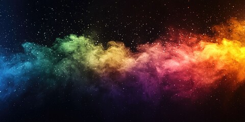 Wall Mural - Transparent background dust explosion with all 7 rainbow shades layered