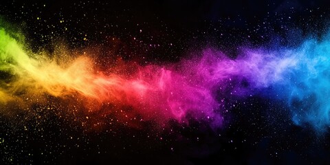 Wall Mural - Horizontal rainbow powder streak with dust trails for energetic design