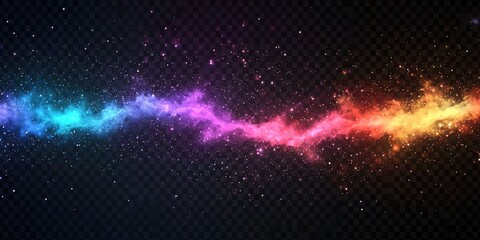 Wall Mural - Rainbow dust plume with neon lighting effect and transparent background