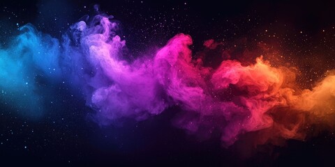 Wall Mural - Rainbow dust plume with neon lighting effect and transparent background