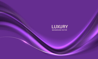 Wall Mural - abstract gold ribbon wave curve on purple luxury background vector