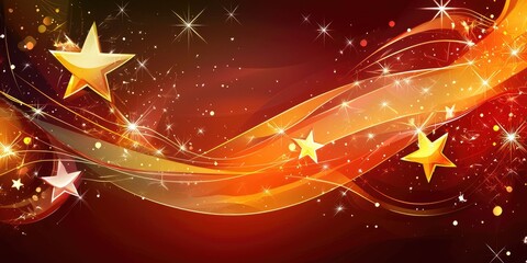 Wall Mural - glossy vector background with overlapping stars and ribbons