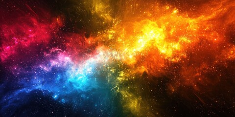 Wall Mural - high-contrast background with dark sky and vivid explosions of color