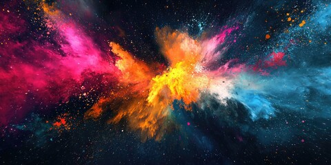 Wall Mural - high-contrast background with dark sky and vivid explosions of color