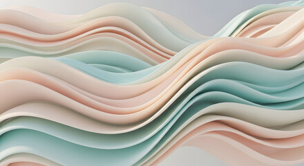 Wavy 3D shape shows abstract gradient texture in pastel colors for modern design