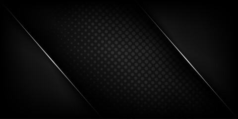abstract metallic silver shiny color, black frame with dots. modern tech design vector template back