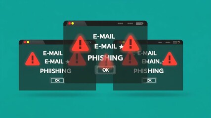 Email Phishing Cybersecurity Warning Popup Alert Animation