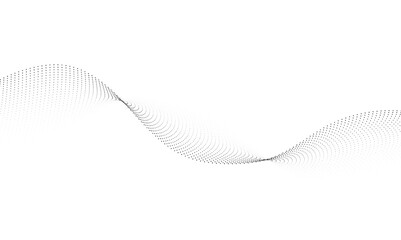 Wall Mural - dynamic particle waves in a halftone gradient form a flowing dot curve against a white backdrop, emb