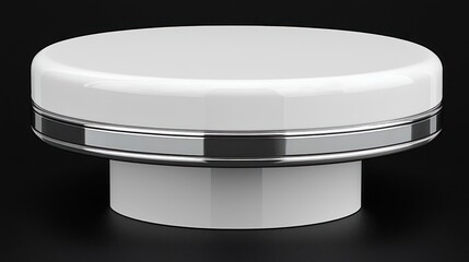 Wall Mural - White round table lamp, modern design, dark background, product shot, home decor