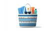 © JSR - Blue and White Striped Beach Bag with Summer Essentials