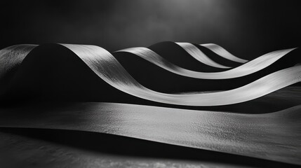 Canvas Print - abstract black and white waves of light and shadow in artistic form