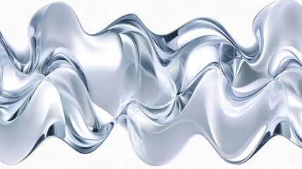 Wall Mural - abstract flowing silver waves in high gloss finish