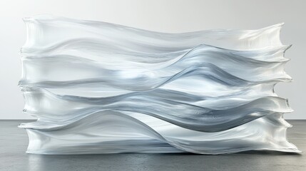 Wall Mural - abstract flowing waves in transparent material on smooth surface