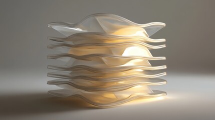 Wall Mural - abstract modern design with wavy stacked layers of light and shadow