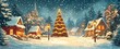 © Md - Winter wonderland christmas scene depicting a decorated tree with glowing lights in a snowy landscape