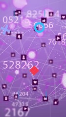 Wall Mural - animation of changing numbers over connected dots forming globe and nucleotides