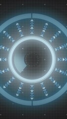 Wall Mural - animation of scope scanning and data processing on black background