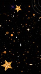 Wall Mural - Stars and swirling patterns animation over black background with scattered dots