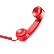 © Ayesha - A bright red telephone receiver with a coiled cord is isolated on transparent background, evoking a sense of retro communication and classic design