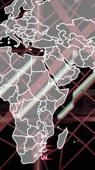 Wall Mural - animation of world map with digital grid and glowing lines, futuristic data concept
