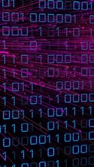 Wall Mural - animation of dynamic data processing with binary code and digital lines in school