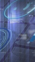 Wall Mural - animation of digital interface with futuristic data processing in blue tones