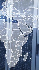 Wall Mural - animation of global network connections overlaying world map on data servers