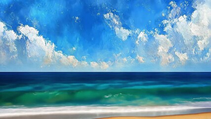 Wall Mural - Bright and serene day at the beach with gentle waves and clear skies above the ocean, Sea beach and blue sky