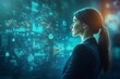 © Juli - Professional Woman Immersed in Holographic Data Interface