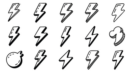 Lightning Bolt Icons: 15 Hand-Drawn Flash Icons for Design Projects