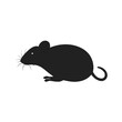 © dwi - Silhouette of a small, black mouse with a curled tail, facing left, against a plain white background.