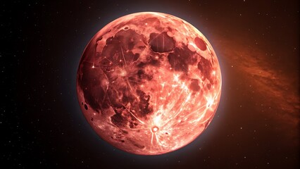 a red planet with craters against a dark background