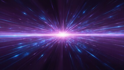 Wall Mural - futuristic scene with purple and blue explosion. radiating blue and purple light converges to bright
