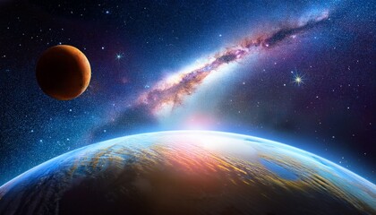 image of outer space with background of stars and nebulae a planet in deep space illustration