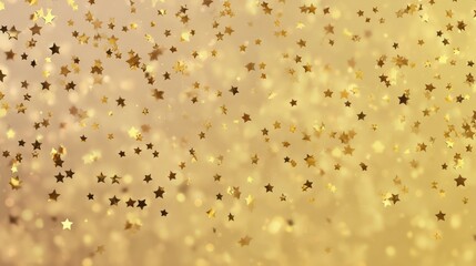 Wall Mural - a light yellow background with small stars and bokeh lights scattered across the surface, creating a