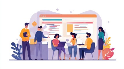 Employee skills training abstract concept vector illustration set. Managers and coding workshops, online tech talks, write code, software development, presentation, web session abstract metaphor., no
