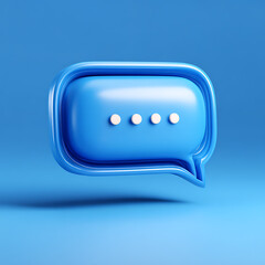 Blue chat bubble with four white dots on a blue background speech bubble message icon
