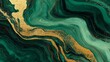 © Jane Kelly - Abstract fluid marble texture with gold veins on deep emerald green background
