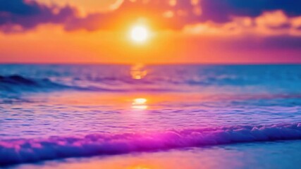 Wall Mural - a serene scene of sunset over the ocean waves, perfect for use in travel, nature or relaxation-theme