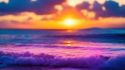 Wall Mural - beach sunset scene with calm ocean waves and warm colors