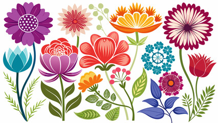 A collection of flower simple icon silhouettes showcases refined beauty. These flower icons, isolated on white background, offer ideal elements for semi-realistic vector design or botanical patterns.