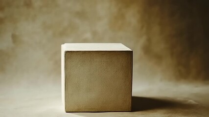 Monochrome Cube with Subdued Lighting for Minimalist Design Elements