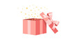 © creativestock - Illustration of a pink gift box with a bow and sparkling stars around it