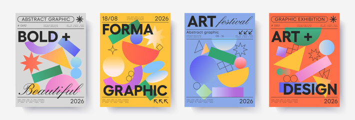 Wall Mural - abstract geometric art posters.vector backgrounds with bold dynamic shapes and modern typography.art