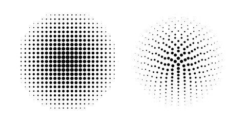 Wall Mural - dotted circles with halftone effect. round shapes with polka dot print isolated on white background.
